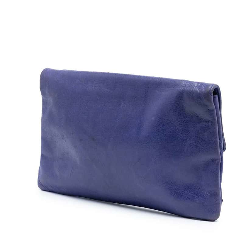 Balenciaga Lambskin Motocross Giant 21 Envelope Clutch Purple Leather Good condition - Back View