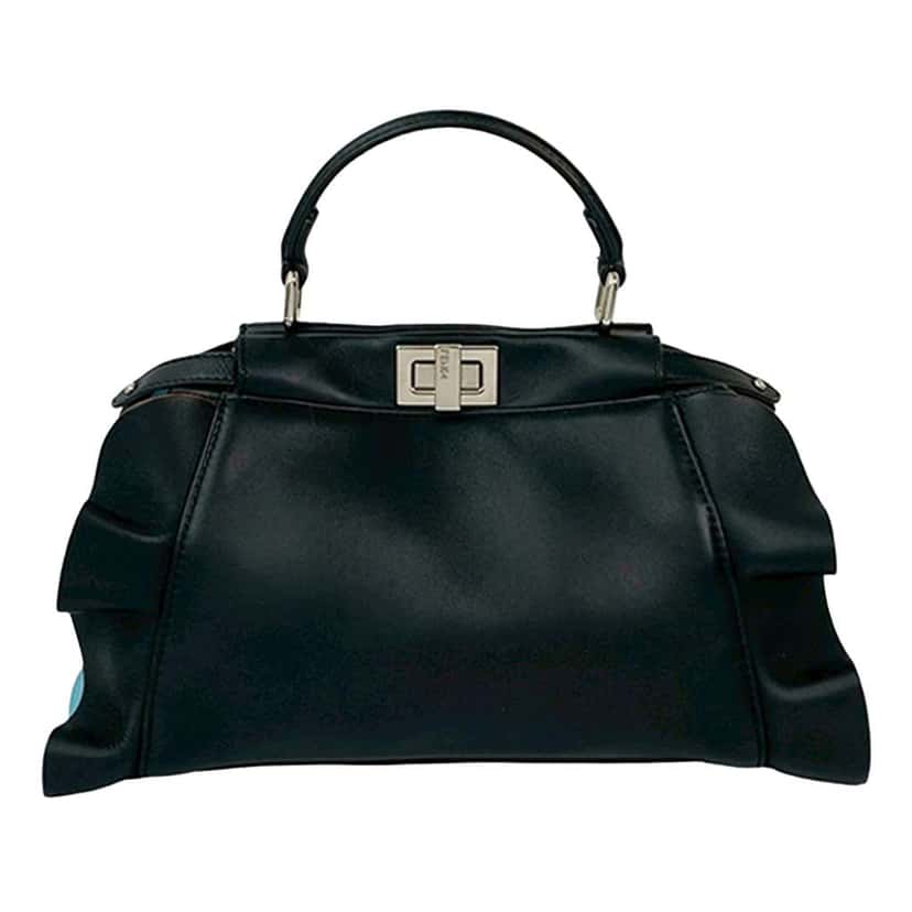 Fendi Mini Bicolor Nappa Waves Peekaboo Iconic Satchel Black Leather Good condition - Front View