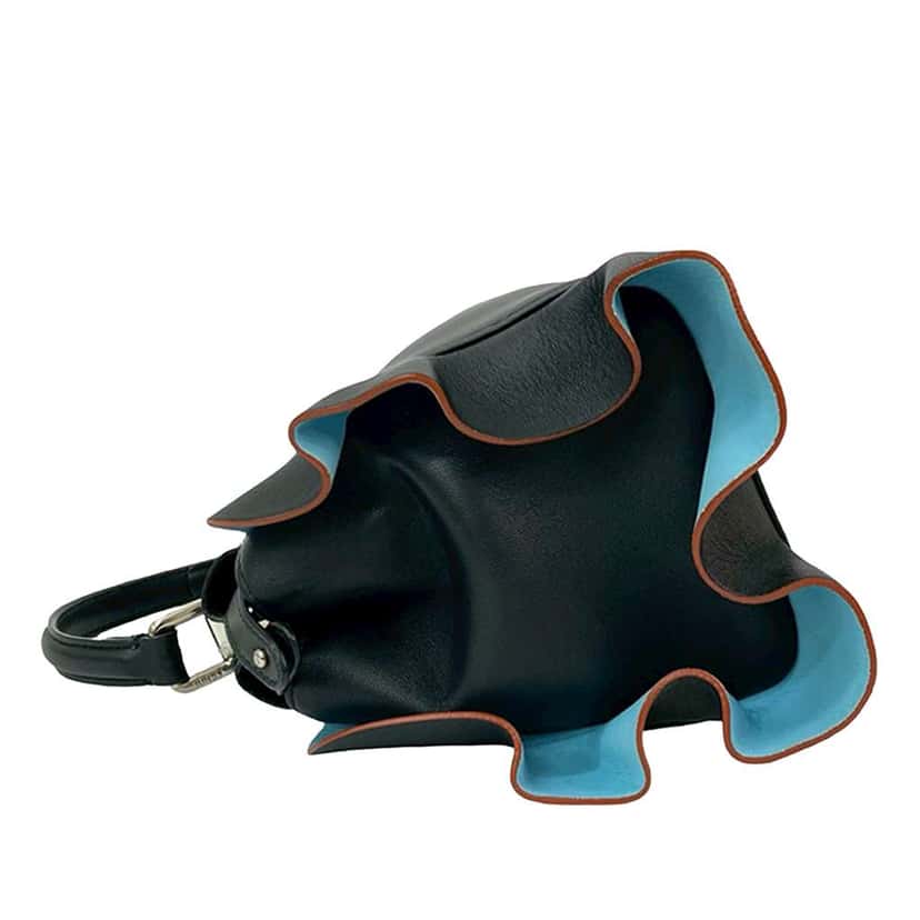 Fendi Mini Bicolor Nappa Waves Peekaboo Iconic Satchel Black Leather Good condition - Inside View