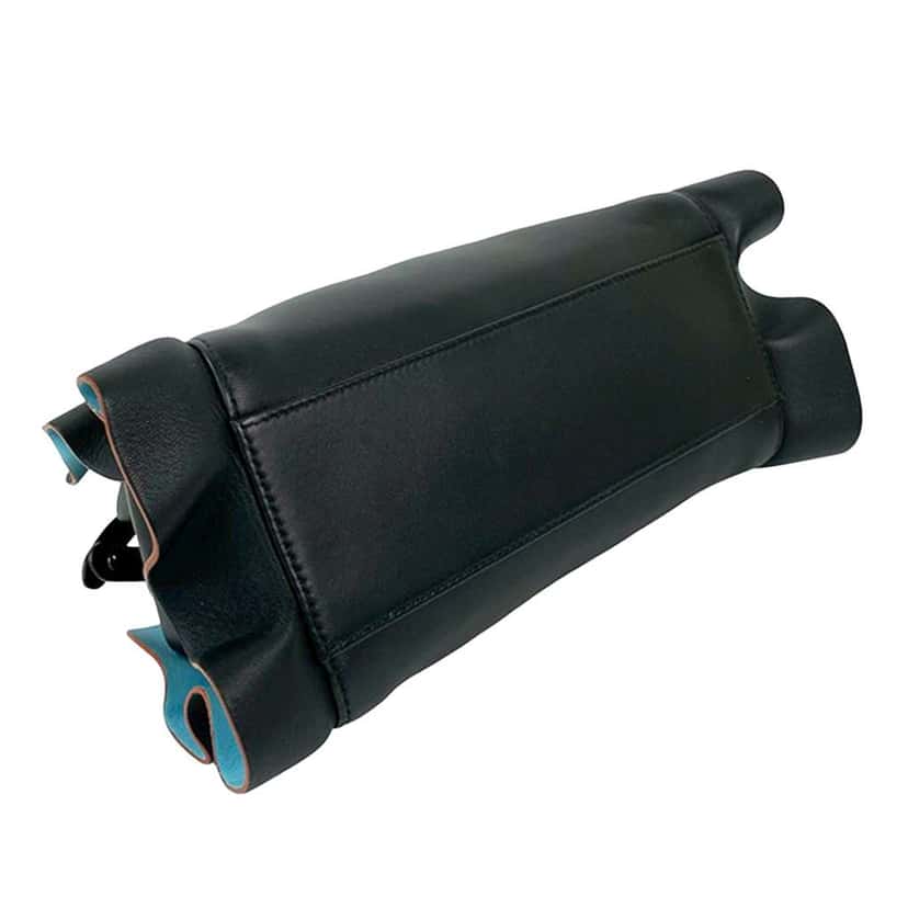 Fendi Mini Bicolor Nappa Waves Peekaboo Iconic Satchel Black Leather Good condition - Box View