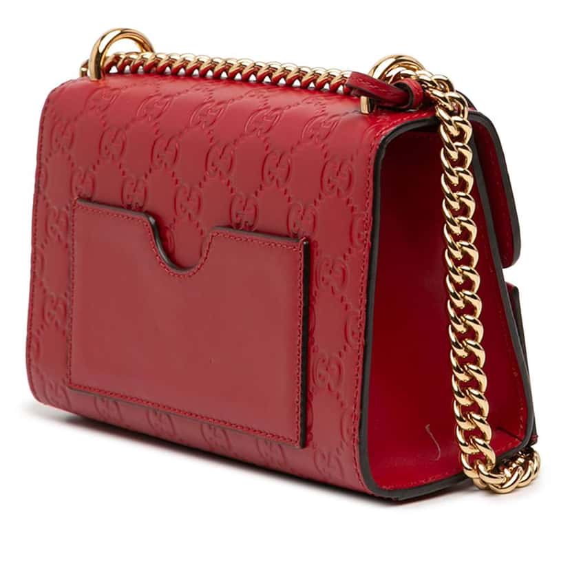 Gucci Small Guccissima Padlock Crossbody Red Leather Good condition - Back View