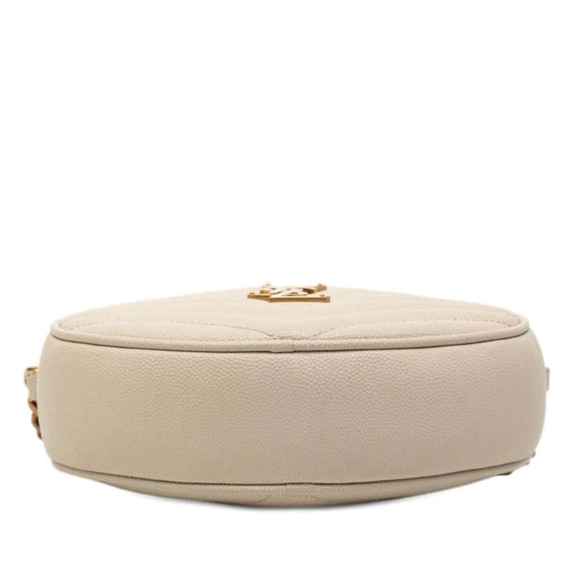 Saint Laurent Grain De Poudre Chevron Round Vinyle Camera Bag White Leather Very good condition - Inside View