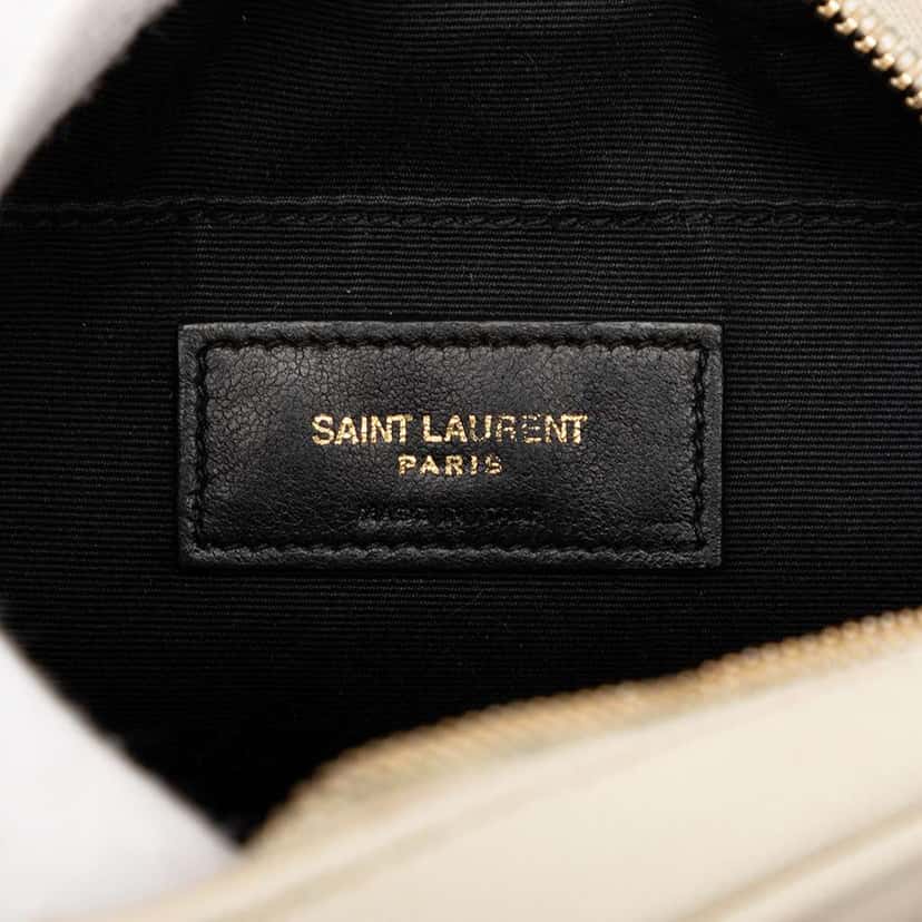 Saint Laurent Grain De Poudre Chevron Round Vinyle Camera Bag White Leather Very good condition - Box View