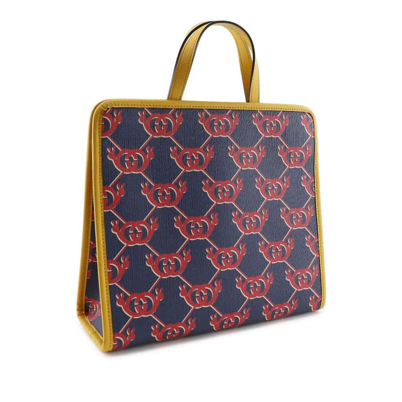 Gucci Interlocking G Coated Canvas Snail Childrens Tote Blue Canvas Good condition - Back View