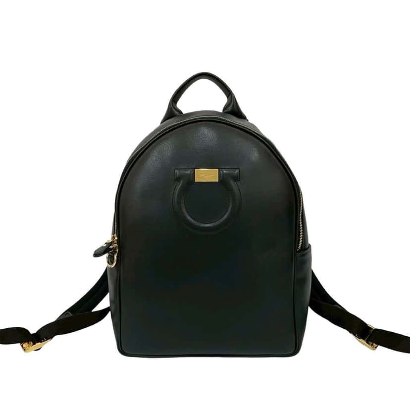 Salvatore Ferragamo Leather Gancini City Zip Backpack Black Leather Good condition - Front View