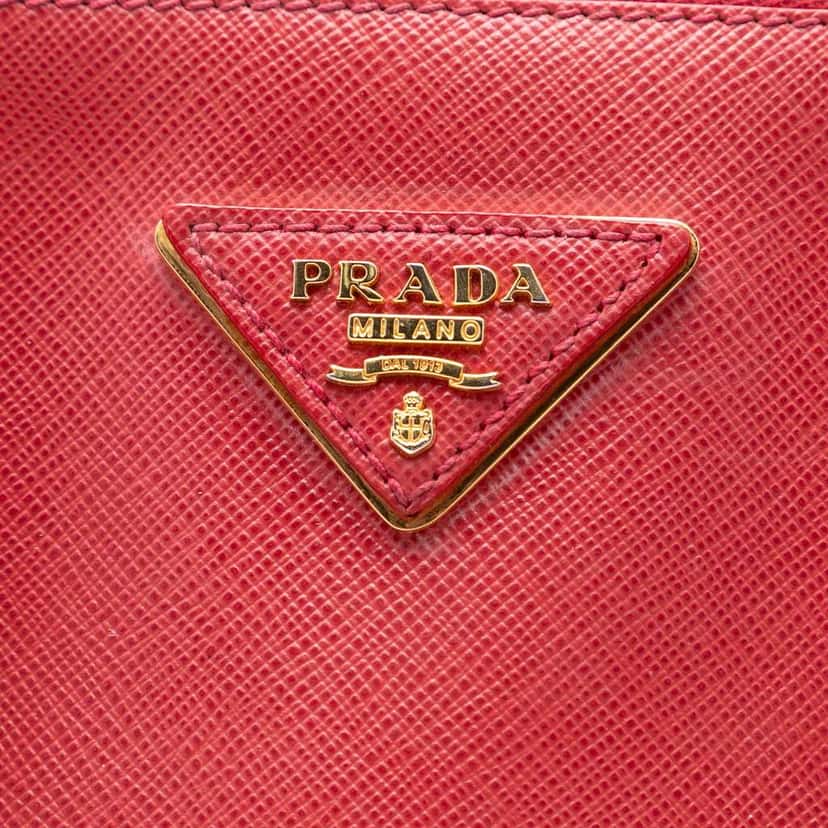 Prada Large Saffiano Lux Galleria Double Zip Satchel Red Leather Very good condition - Box View