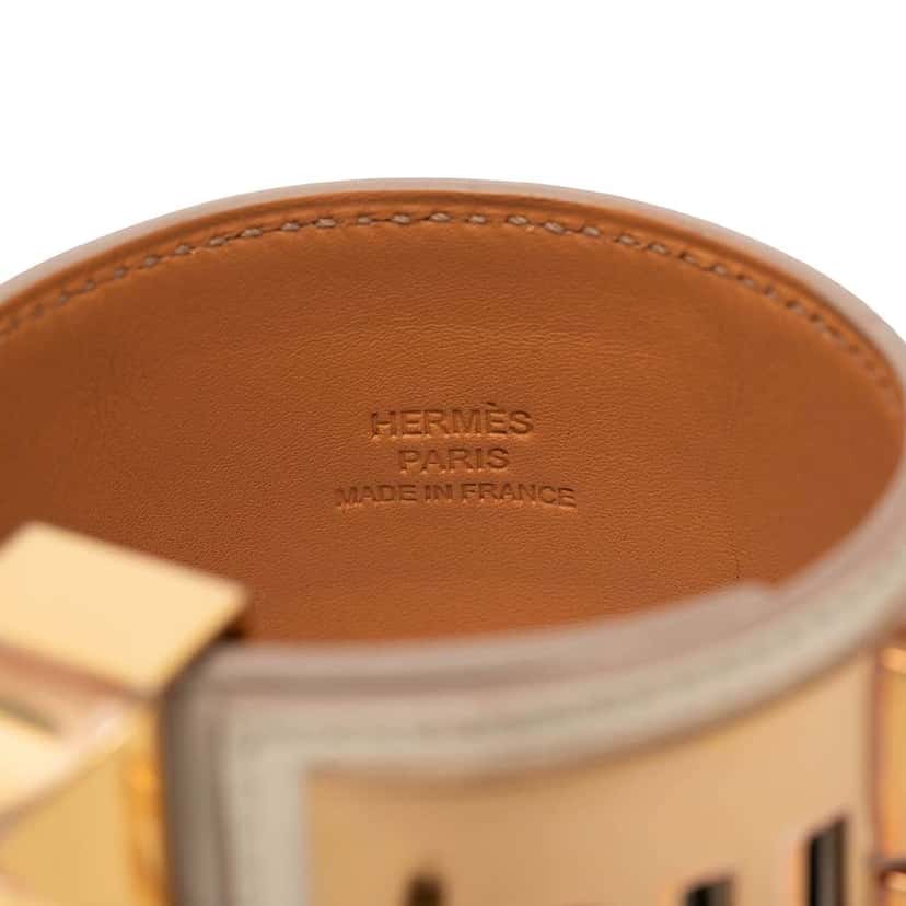 Hermès Swift and Gold Plated Collier de Chien Bracelet Beige Leather Good condition - Model View