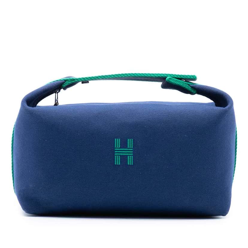 Hermès Large Toile Bride A Brac Case Blue Canvas Very good condition - Front View