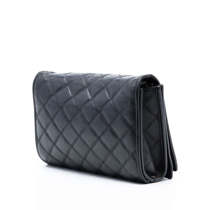 Saint Laurent Small Quilted Lambskin Becky Chain Shoulder Bag Black Leather Very good condition - Back View