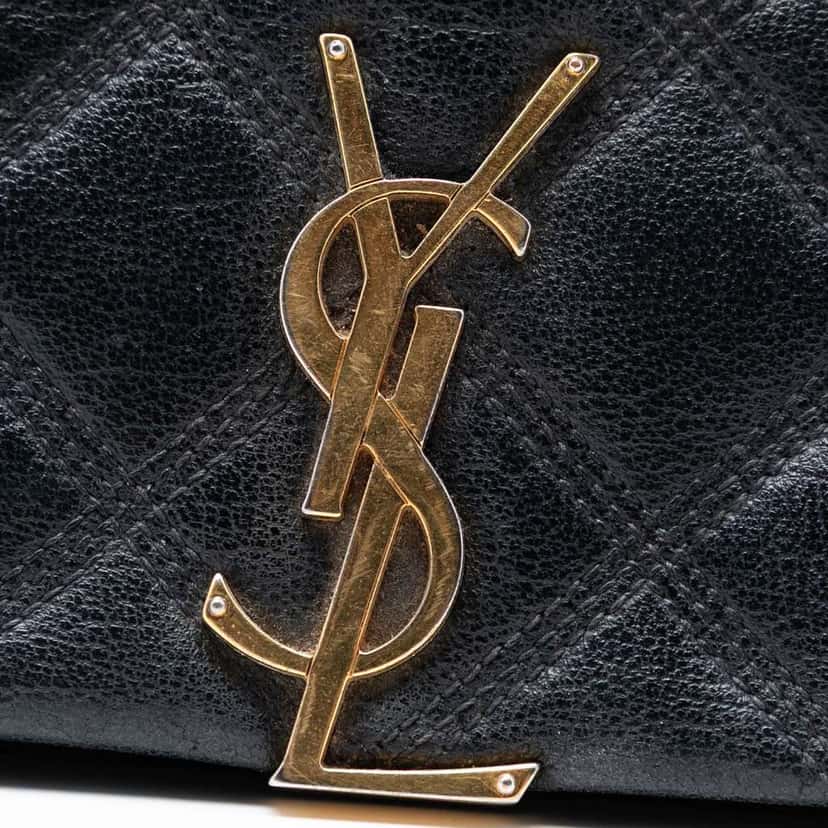 Saint Laurent Small Quilted Lambskin Becky Chain Shoulder Bag Black Leather Very good condition - Box View