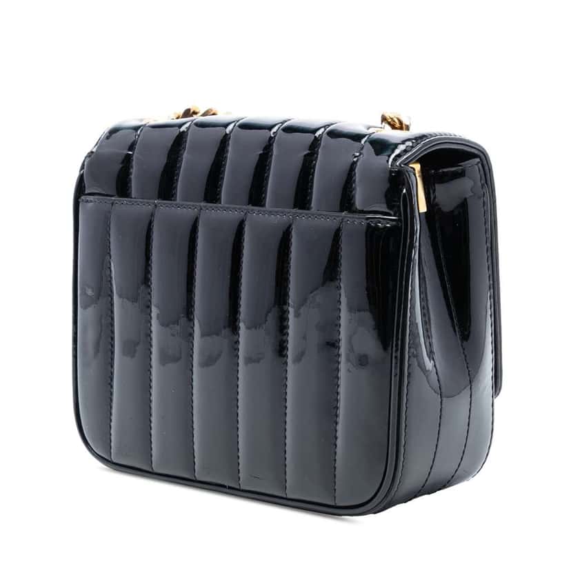 Saint Laurent Small Patent Monogram Vicky Chain Bag Black Leather Very good condition - Back View