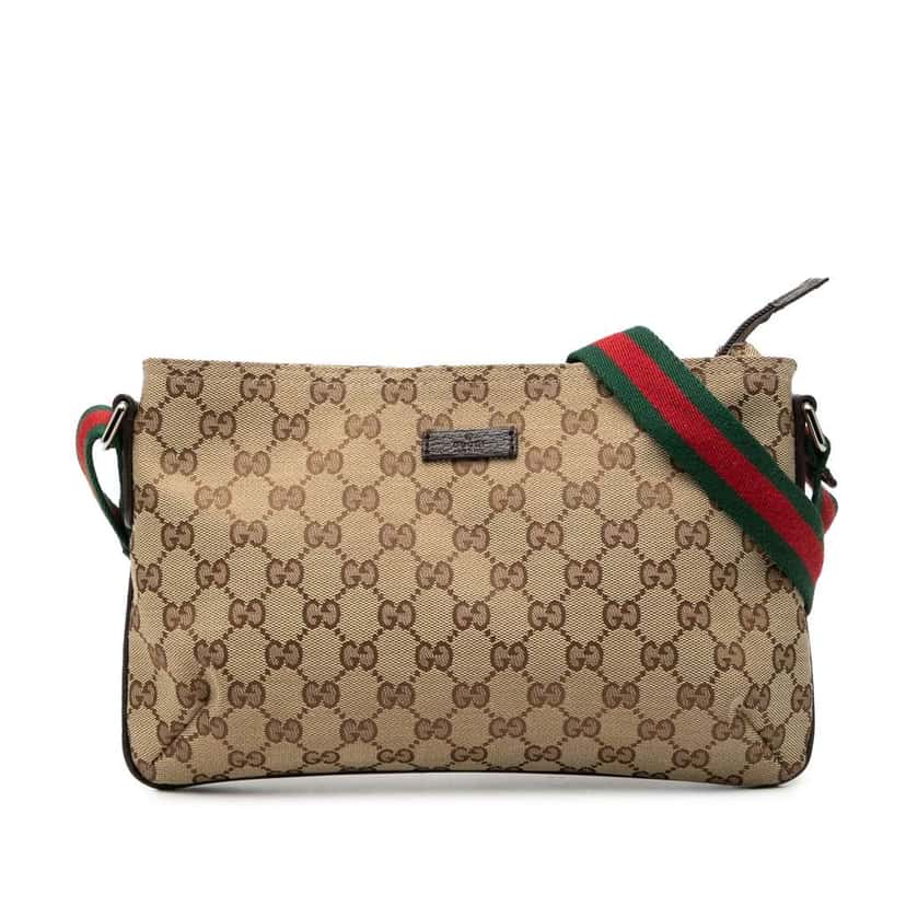Gucci GG Canvas Web Crossbody Beige Very good condition - Front View