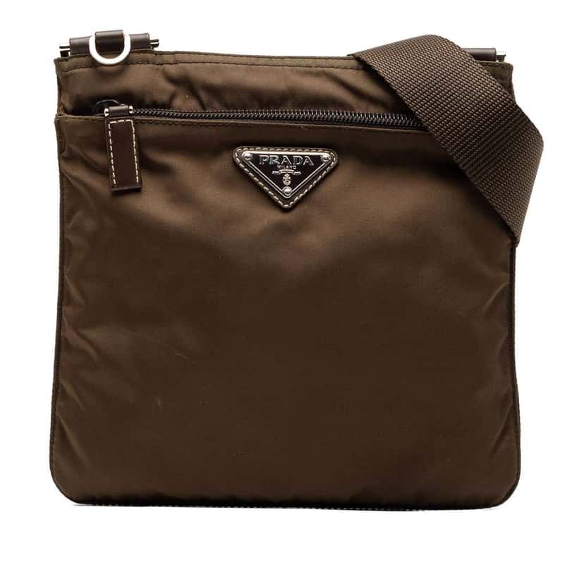 Prada Tessuto Zip Top Crossbody Brown Very good condition - Front View