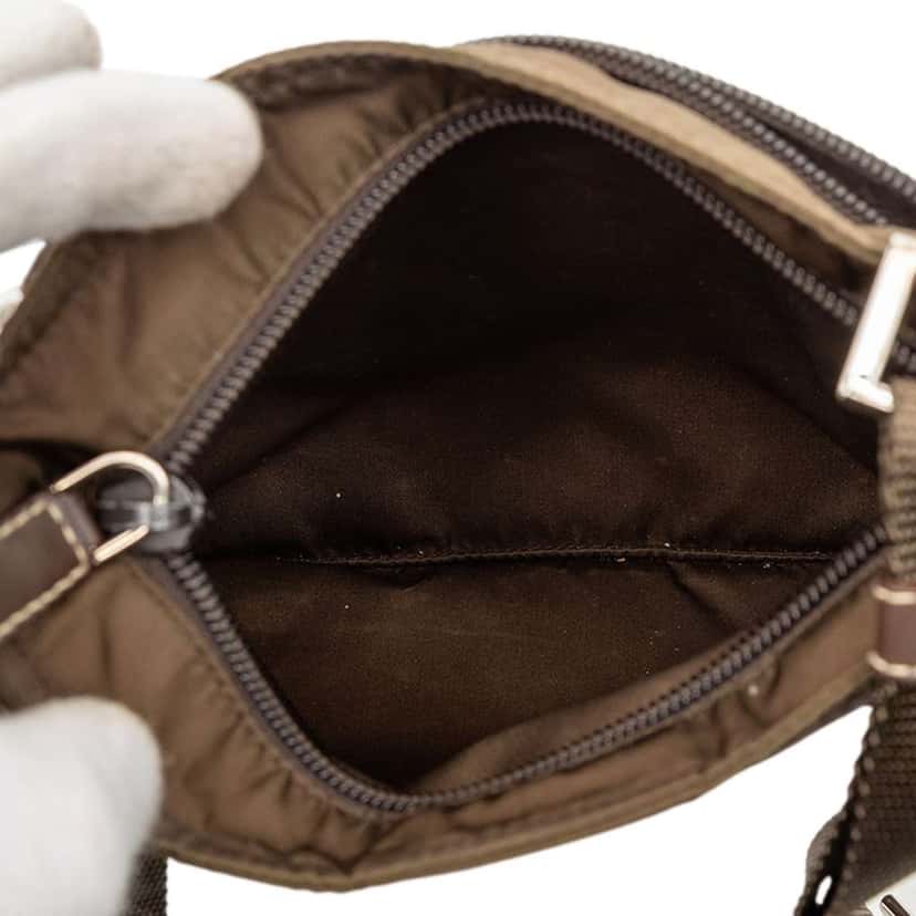Prada Tessuto Zip Top Crossbody Brown Very good condition - Model View