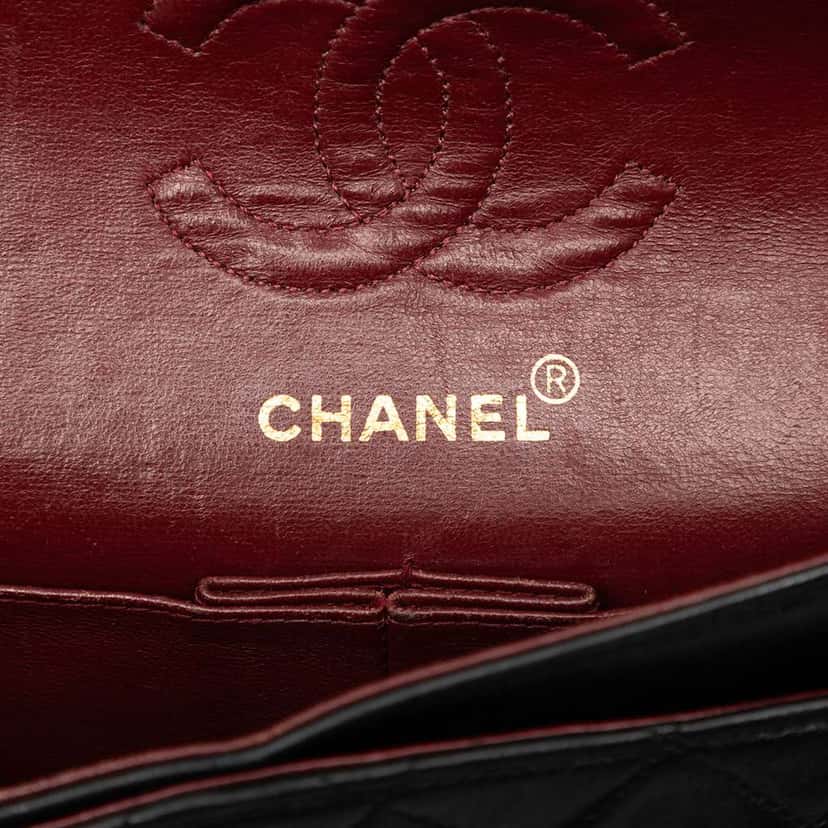 Chanel Small Classic Lambskin Double Flap Black Leather Very good condition - Box View
