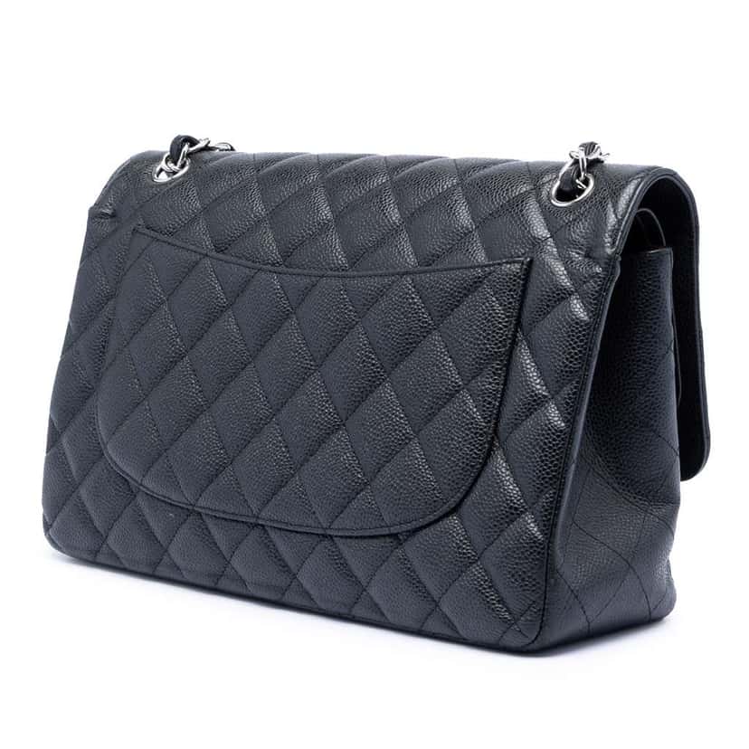 Chanel Jumbo Classic Caviar Double Flap Black Leather Very good condition - Back View