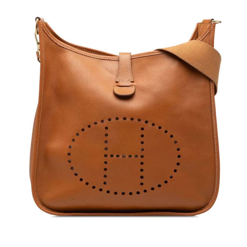 Hermès Courchevel Evelyne GM Brown Leather Good condition - Front View