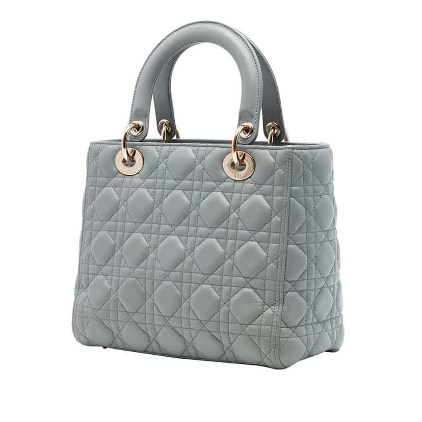 Dior Medium Lambskin Cannage Lady Dior Grey Leather Very good condition - Back View