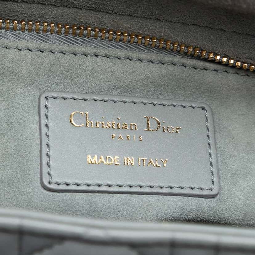 Dior Medium Lambskin Cannage Lady Dior Grey Leather Very good condition - Box View