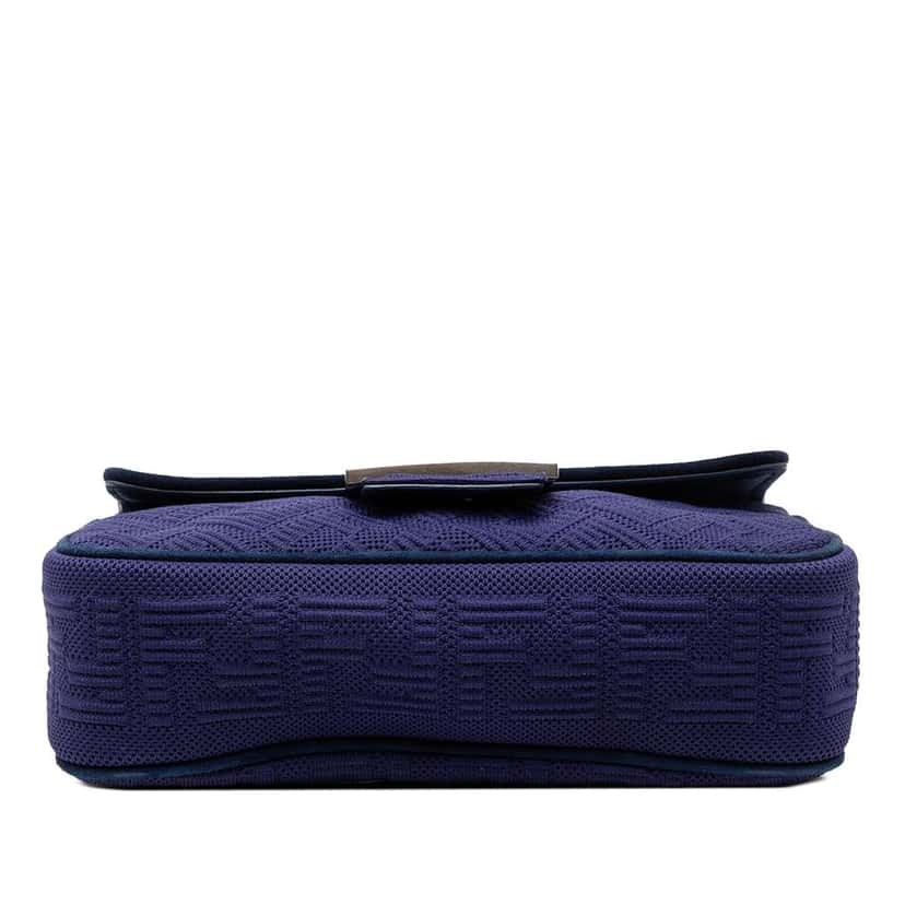 Fendi Zucca Embossed Technical Fabric Chain Midi Baguette Blue Very good condition - Inside View