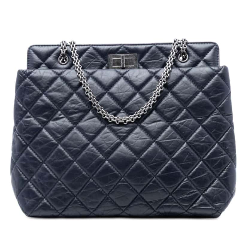 Chanel Quilted Aged Calfskin Reissue 2.55 Tote Blue Leather Good condition - Front View