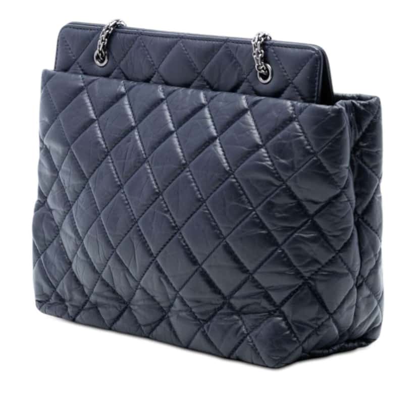 Chanel Quilted Aged Calfskin Reissue 2.55 Tote Blue Leather Good condition - Back View