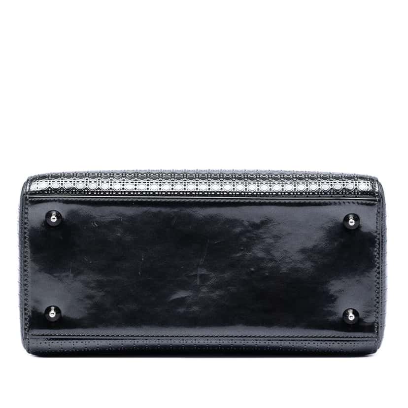 Dior Medium Metallic Patent Microcannage Lady Dior Black Leather Very good condition - Inside View
