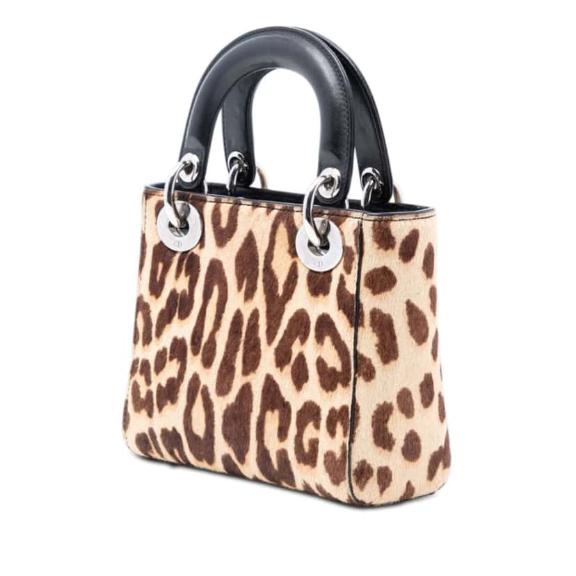Dior Mini Pony Hair Leopard Print Lady Dior Beige Very good condition - Back View