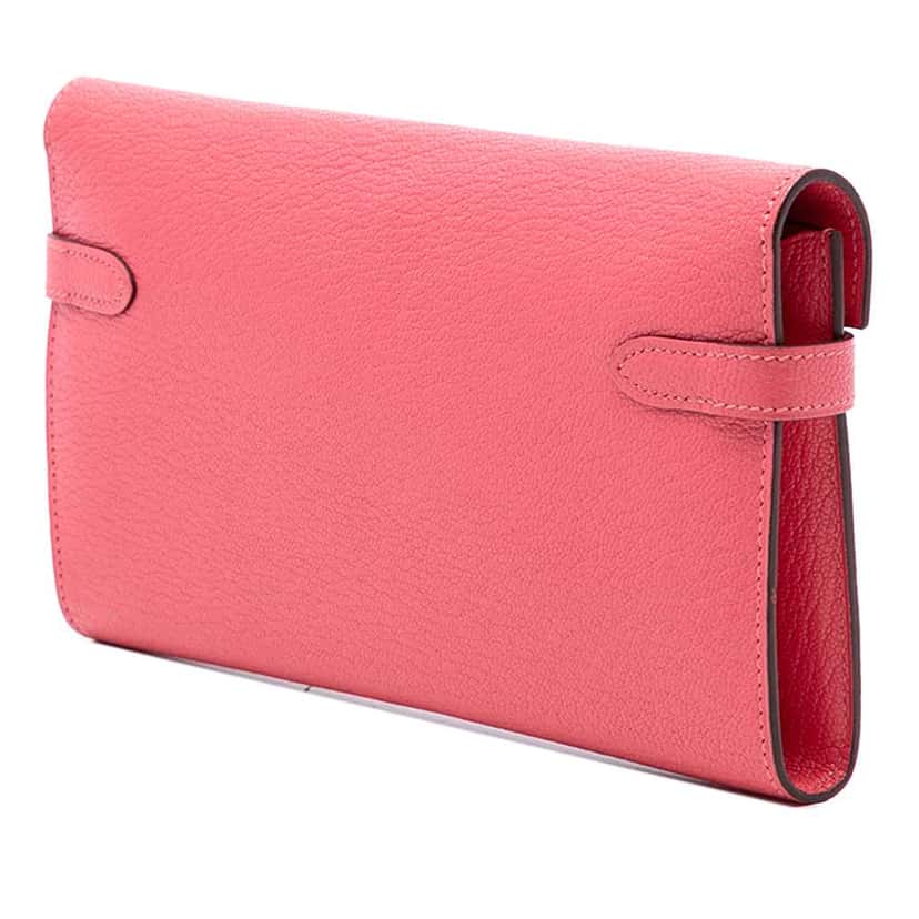 Hermès Chevre Mysore Kelly Longue Wallet Pink Leather Very good condition - Back View
