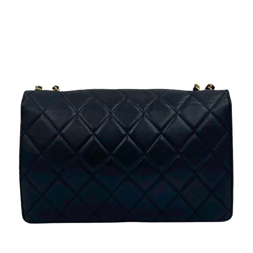 Chanel Quilted Lambskin Golden Class Flap Blue Leather Very good condition - Back View