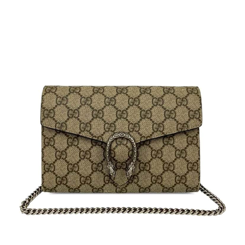 Gucci GG Supreme Dionysus Wallet on Chain Beige Canvas Very good condition - Front View