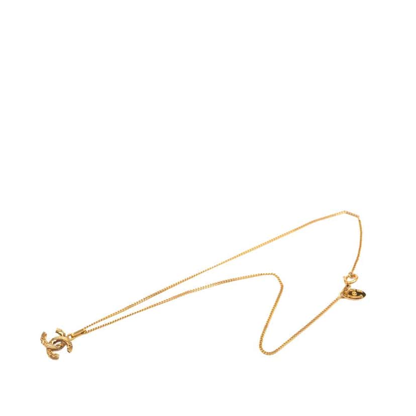 Chanel Gold Plated CC Pendant Necklace Gold Metal Very good condition - Box View