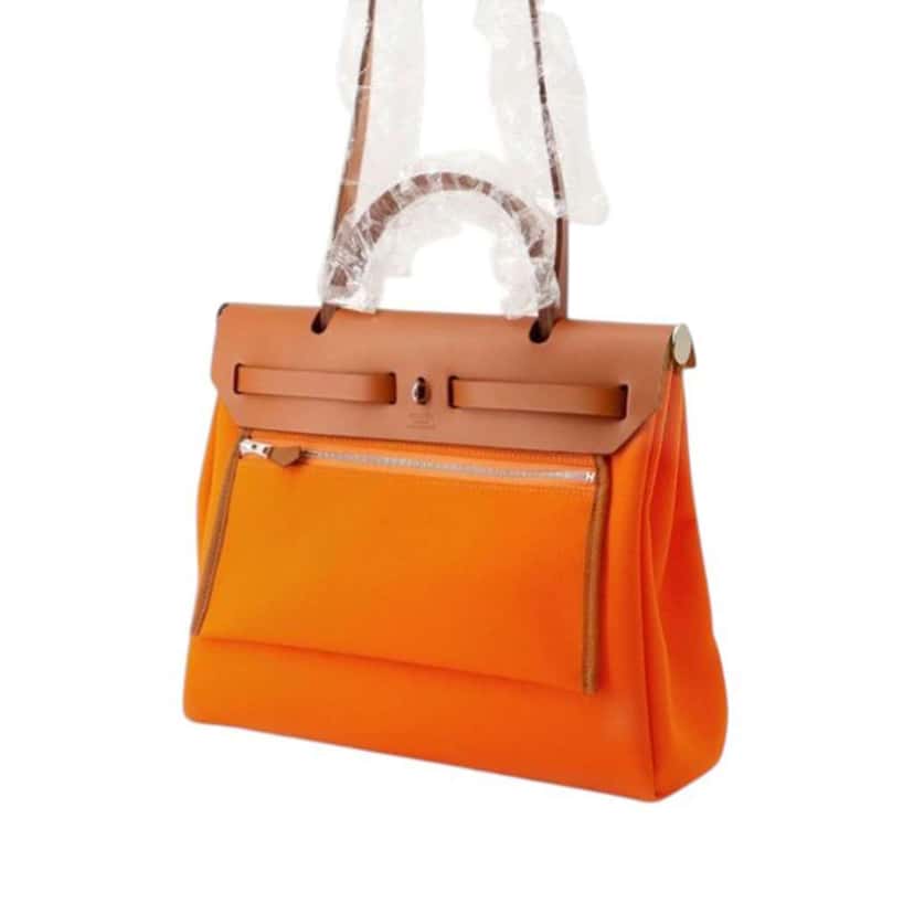 Hermès Toile Herbag Zip 31 Orange Canvas Very good condition - Back View