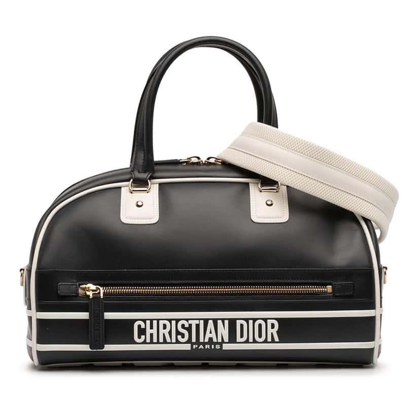Dior Medium Leather Dior Vibe Zip Bowling Bag Black Leather Very good condition - Front View