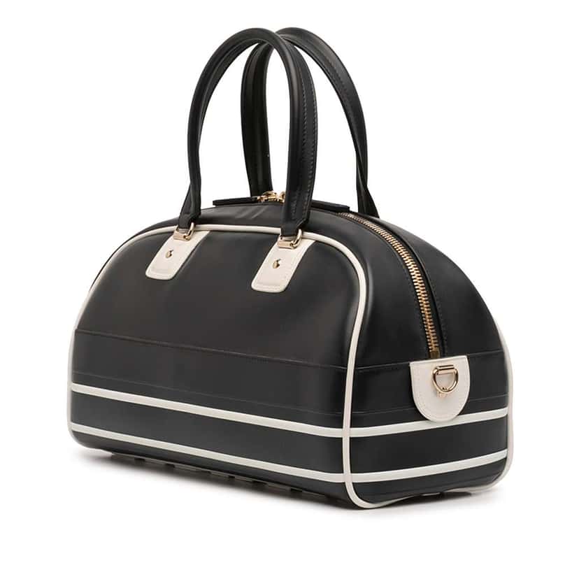 Dior Medium Leather Dior Vibe Zip Bowling Bag Black Leather Very good condition - Back View