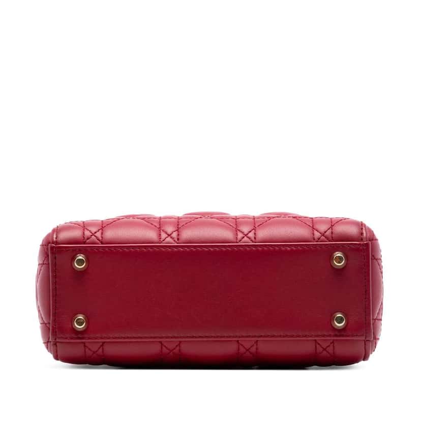 Dior Mini Lambskin Cannage Lady Dior Red Leather Very good condition - Inside View