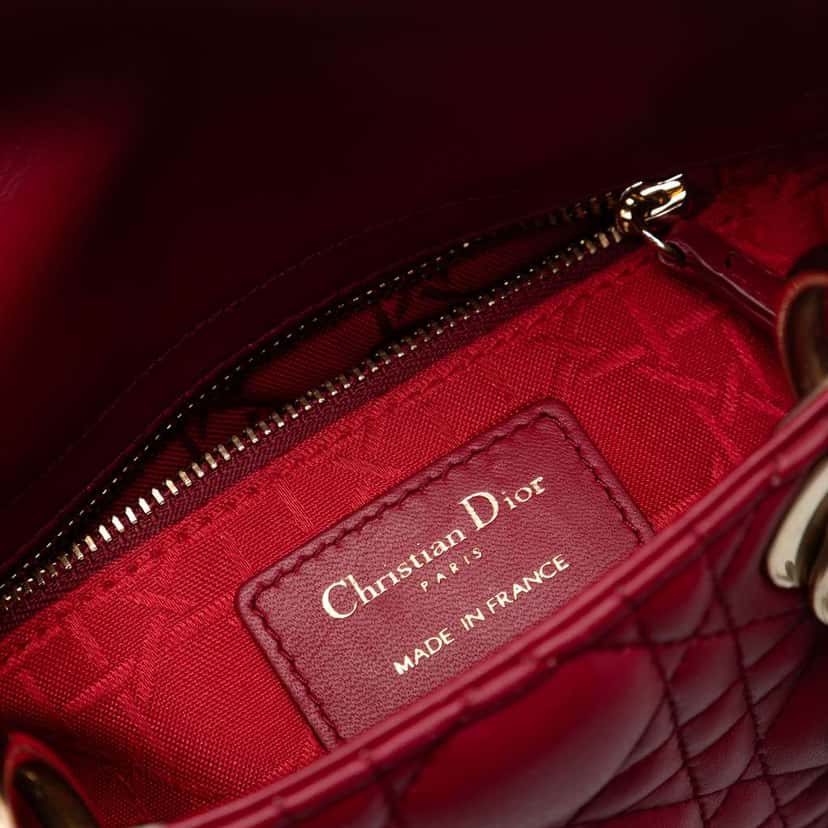 Dior Mini Lambskin Cannage Lady Dior Red Leather Very good condition - Box View