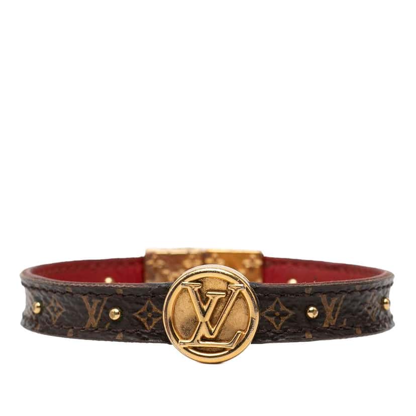 Louis Vuitton Monogram and Calfskin LV Circle Reversible Bracelet Brown Very good condition - Front View