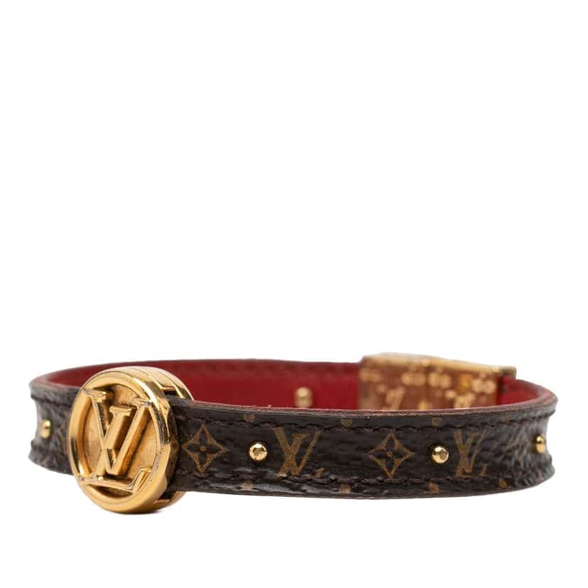 Louis Vuitton Monogram and Calfskin LV Circle Reversible Bracelet Brown Very good condition - Back View