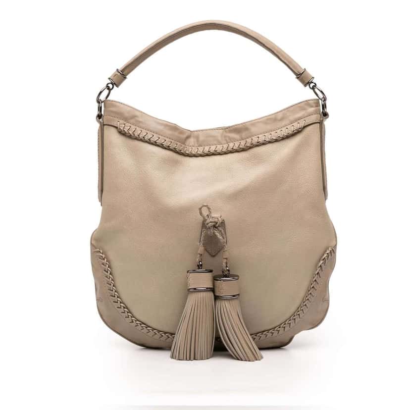 Burberry Leather Tassel Hobo Bag Beige Leather Good condition - Front View
