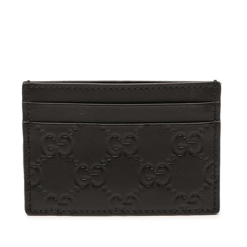 Gucci Guccissima Card Holder Black Leather Never worn - Front View