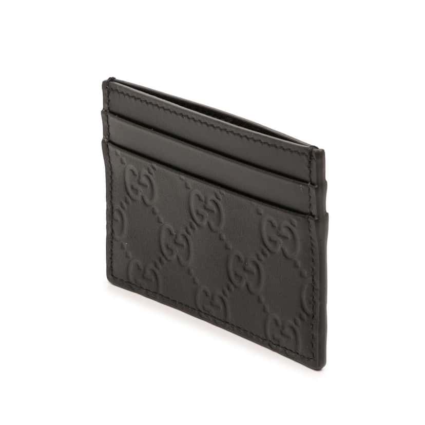 Gucci Guccissima Card Holder Black Leather Never worn - Back View