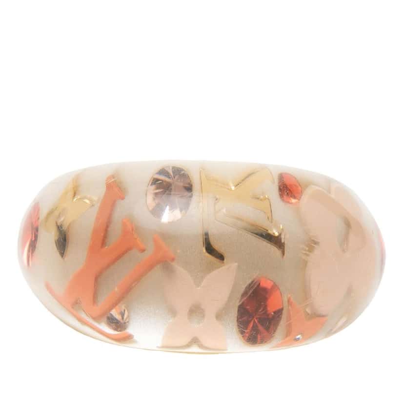 Louis Vuitton Resin and Crystal Monogram Inclusion Ring Beige Very good condition - Front View