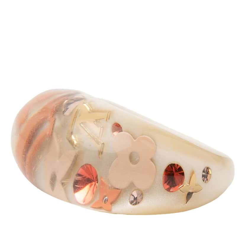 Louis Vuitton Resin and Crystal Monogram Inclusion Ring Beige Very good condition - Back View