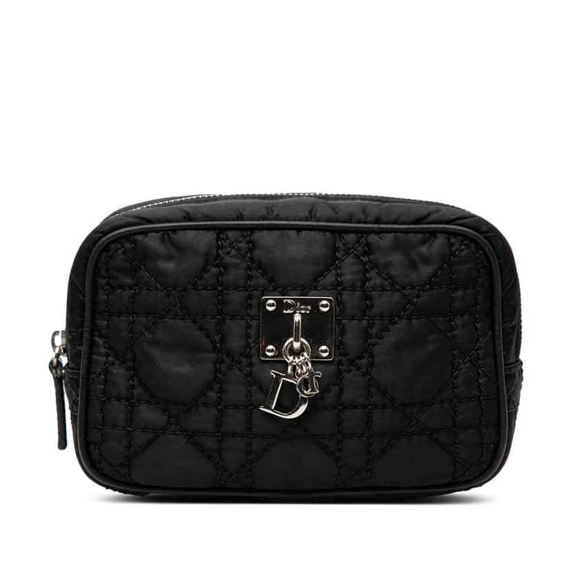 Dior Nylon Cannage Charm Trousse Cosmetic Bag Black Very good condition - Front View