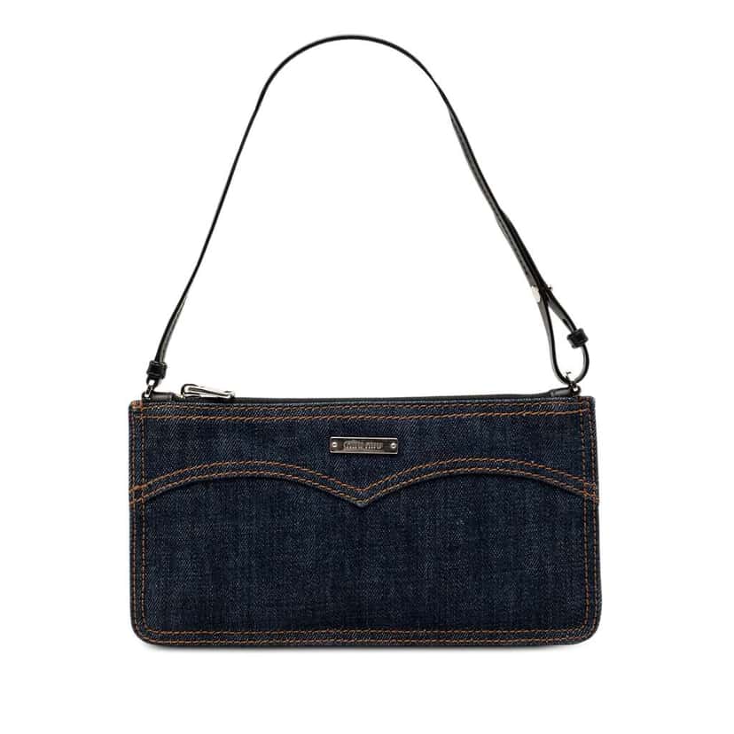 Miu Miu Denim Shoulder Bag Blue Denim Good condition - Front View