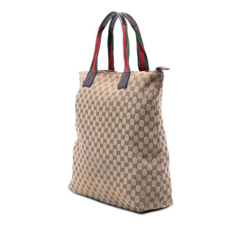 Gucci GG Canvas Web Vertical Tote Beige Good condition - Back View