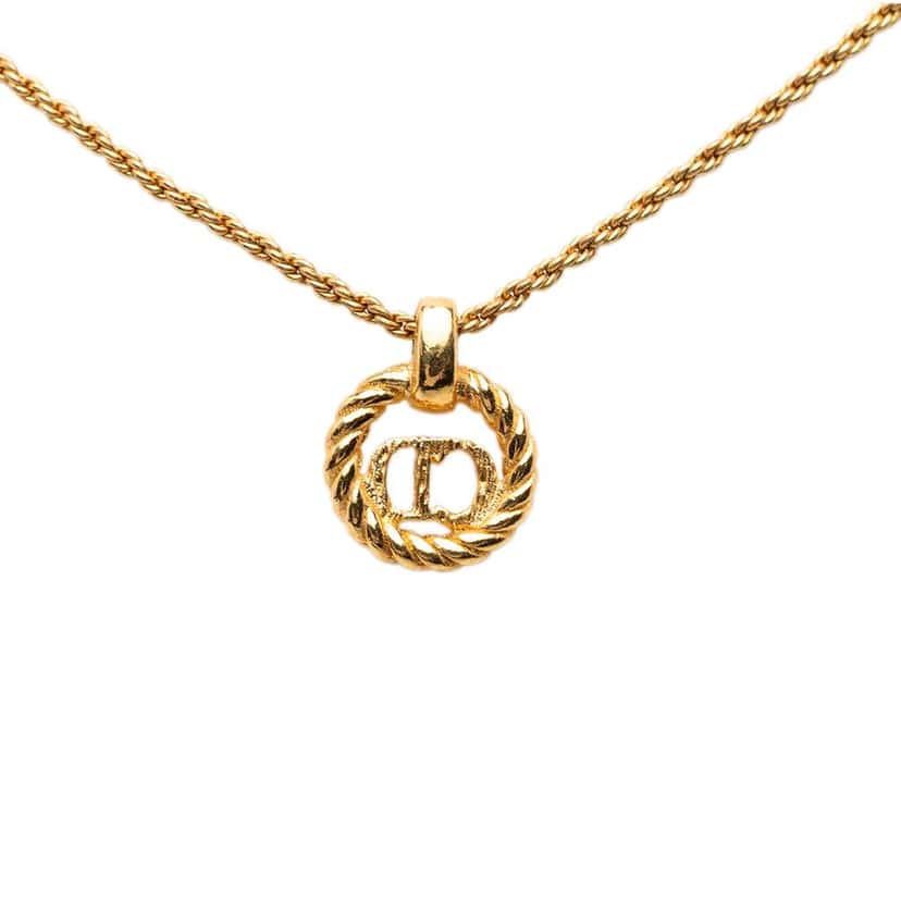 Dior Gold Plated CD Logo Pendant Rope Chain Necklace Gold Metal Good condition - Inside View