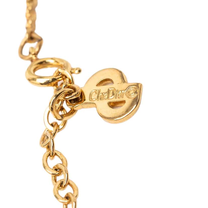 Dior Gold Plated CD Logo Pendant Rope Chain Necklace Gold Metal Good condition - Box View