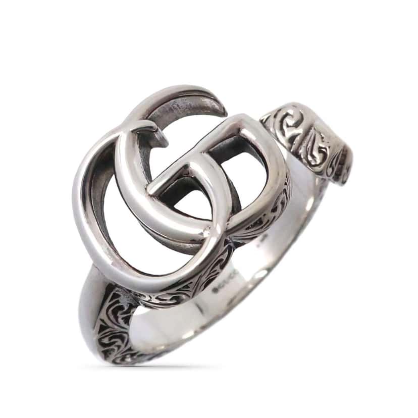 Gucci Sterling Silver GG Marmont Key Ring Silver Silver Good condition - Front View